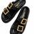 Black buckle detail faux leather cloud comfort flats for women