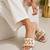 White embellished faux leather boss babe flat slides for women