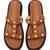 Tan studded faux leather t-bar flats for women