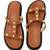 Tan studded faux leather t-bar flats for women