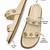 Cream embellished faux leather double strap flats for women