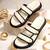 White embellished faux leather double strap flats for women