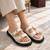 White embellished faux leather double strap flats for women