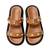 Tan embellished faux leather double strap flats for women
