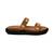 Tan embellished faux leather double strap flats for women
