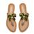 Tan beaded faux leather palm tree flats for women
