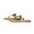 Tan beaded faux leather palm tree flats for women