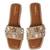 Tan embellished faux leather jute flats for women