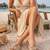 Tan embellished faux leather jute flats for women