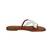 Tan embroidered faux leather flat sandals for women
