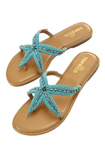 Tan embroidered faux leather flat sandals for women