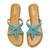 Tan embroidered faux leather flat sandals for women