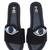 Black beaded faux leather evil eye flats for women