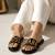 Black embellished faux leather boss babe flat slides for women