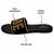 Black embellished faux leather boss babe flat slides for women