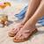 Tan embroidered faux leather flat sandals for women