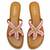 Tan embroidered faux leather flat sandals for women