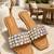 Tan embellished faux leather square toe flats for women