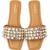 Tan embellished faux leather square toe flats for women