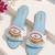 Blue beaded faux leather evil eye flats for women