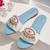 Blue beaded faux leather evil eye flats for women