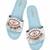 Blue beaded faux leather evil eye flats for women