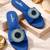 Blue beaded faux leather evil eye flats for women