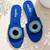 Blue beaded faux leather evil eye flats for women