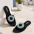 Black beaded faux leather evil eye flats for women