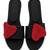 Black rhinestone faux leather heart flats for women