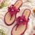Pink beaded faux leather t-strap flower flats for women