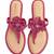Pink beaded faux leather t-strap flower flats for women