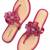 Pink beaded faux leather t-strap flower flats for women