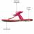 Pink beaded faux leather t-strap flower flats for women