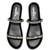 Black embellished faux leather double strap flats for women