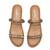 Tan embellished faux leather double strap flats for women