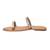 Tan embellished faux leather double strap flats for women