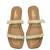 Tan embellished faux leather double strap flats for women