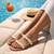 Tan embellished faux leather double strap flats for women