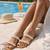 Tan embellished faux leather double strap flats for women