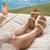 Tan embellished faux leather double strap flats for women