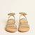 Tan rhinestone faux leather tie-up flats for women