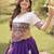 White and Purple Roman Kutchi Gamthi Work Blouse With Gota & Mirror Work Flared Lehenga