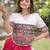 White and Pink Roman Kutchi Gamthi Work Blouse With Gota & Mirror Work Flared Lehenga