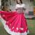 White and Pink Roman Kutchi Gamthi Work Blouse With Gota & Mirror Work Flared Lehenga