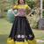 Parrot and Black Roman Kutchi Gamthi Work Blouse With Gota & Mirror Work Flared Lehenga