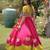 Parrot and Pink Roman Kutchi Gamthi Work Blouse With Gota & Mirror Work Flared Lehenga