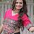 Pink and Black Roman Kutchi Gamthi Work Blouse With Gota & Mirror Work Flared Lehenga