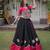 Pink and Black Roman Kutchi Gamthi Work Blouse With Gota & Mirror Work Flared Lehenga