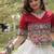 Maroon and White Roman Kutchi Gamthi Work Blouse With Gota & Mirror Work Flared Lehenga